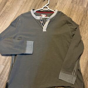 Gray Long Sleeve Henley Shirt